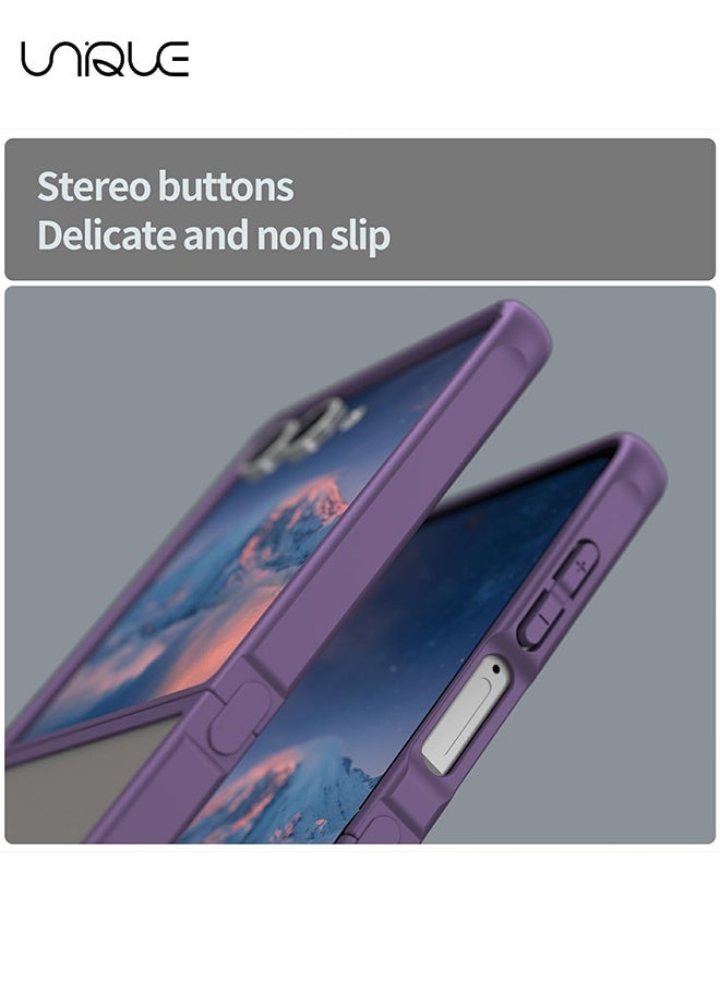 Unique Compatible with Samsung Galaxy Z Flip 7 Case - Translucent Frosted Phone Case - PC Durable Phone Protector - TPU Shockproof Protective Case - Purple - Image 3